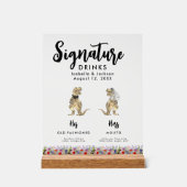 Dinosaurier Braut und Groom Signature Drinks Hochz Acrylschild (Vorderseite)