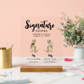 Dinosaurier Braut und Groom Signature Drinks Hochz Acrylschild (Hochzeit)