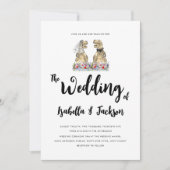 Dinosaurier Bride und Groom Boho Wildblume Hochzei Einladung (Vorderseite)