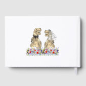 Dinosaurier Bride und Groom Floral Wedding Gold Gästebuch (Rückseite)