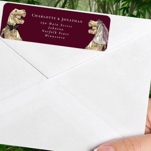 Dinosaurier Bride und Groom Wedding Rücksendeadres