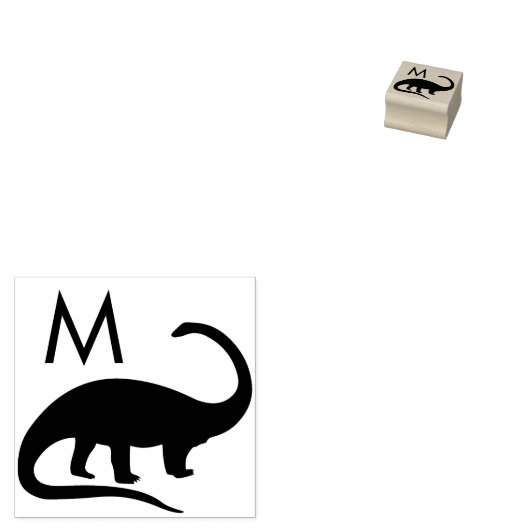 Dinosaurier Brontosaurus Niedlich Kid's Monogram I Gummistempel (Stempel)