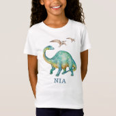 Dinosaurier Brontosaurus Personalisiert Girl's T - T-Shirt (Vorderseite)