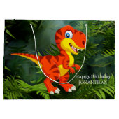 Dinosaurier Brown T Rex Jurassic Party Große Geschenktüte (Rückseite)