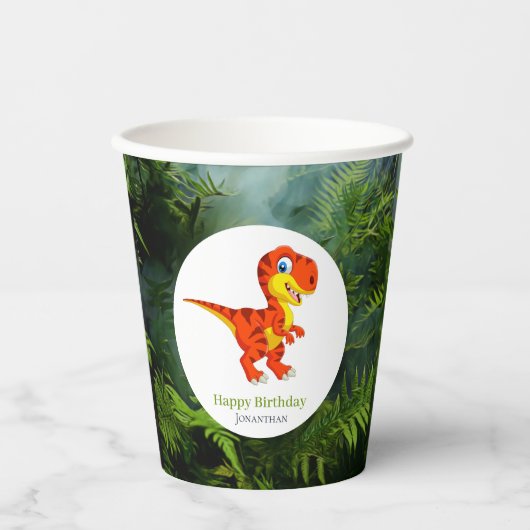 Dinosaurier Brown T Rex Jurassic Party Pappbecher (Vorderseite)
