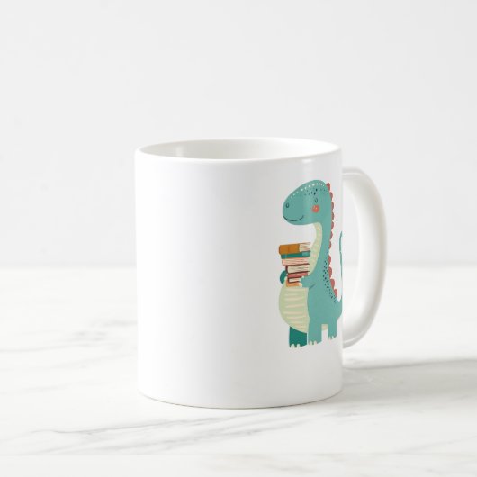Dinosaurier-Buch mit Kindername Kaffeetasse (VorderseiteRechts)