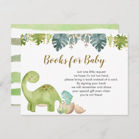 Dinosaurier-Bücher für die Babyverpackungskarte Einladungspostkarte (Vorne/Hinten)