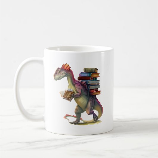 Dinosaurier Buchwurm - Niedlich Fantasy Reading Lo Kaffeetasse (Links)