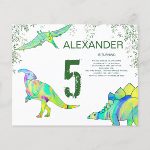 Dinosaurier bunte Geburtstagsfeier Budget Flyer