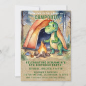 Dinosaurier Camping Sleepover Geburtstagsparty Einladung (Vorderseite)