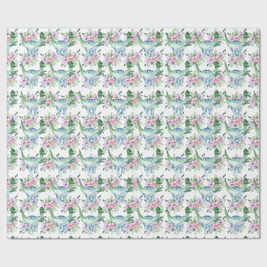 Dinosaurier Cartoon  Geschenkpapier (Flach)