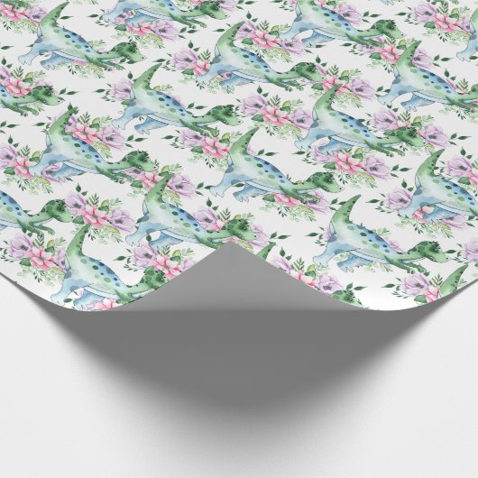 Dinosaurier Cartoon  Geschenkpapier (Ecke)