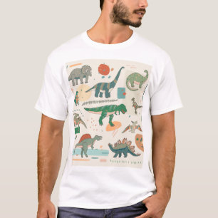 Dinosaurier Cartoon: Vintages Set zur Illustration T-Shirt