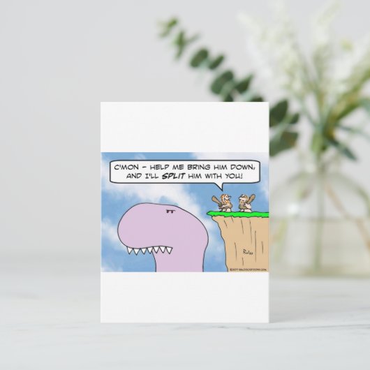 Dinosaurier-Caveman-Spaltung Postkarte (Stehend Vorderseite)