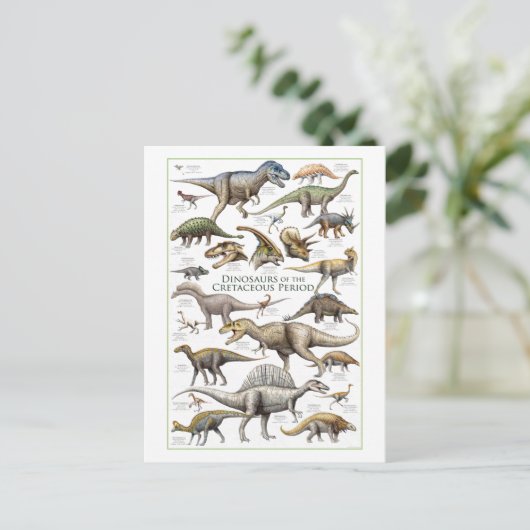 Dinosaurier Chart Postcard Feiertagspostkarte (Stehend Vorderseite)