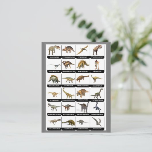Dinosaurier Chart Postkarte (Stehend Vorderseite)
