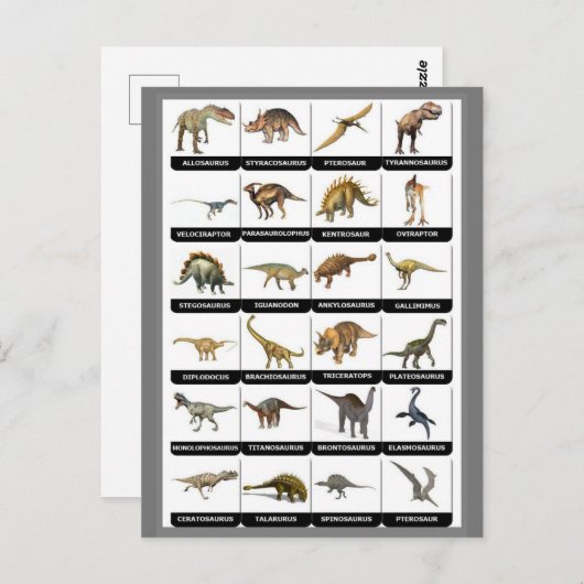 Dinosaurier Chart Postkarte (Vorne/Hinten)