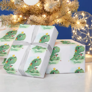 Dinosaurier & Christmas Lights Baby Boys Weihnacht Geschenkpapier