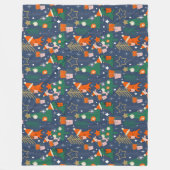Dinosaurier Christmas Party Blue Fleecedecke (Vorderseite)