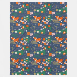 Dinosaurier Christmas Party Blue Fleecedecke