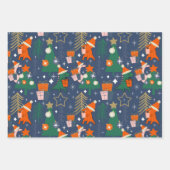 Dinosaurier Christmas Party Blue Geschenkpapier Set (Vorderseite 3)