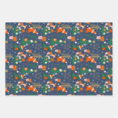 Dinosaurier Christmas Party Blue Geschenkpapier Set (Vorderseite)