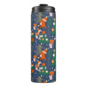 Dinosaurier Christmas Party Blue Thermosbecher (Vorderseite)