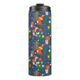 Dinosaurier Christmas Party Blue Thermosbecher