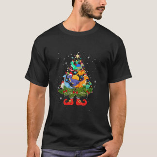 Dinosaurier Christmas Tree Lights Niedliche Weihna T-Shirt