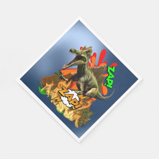 Dinosaurier Comic Art Vulkan zap prähistorisches T Serviette (Ecke)