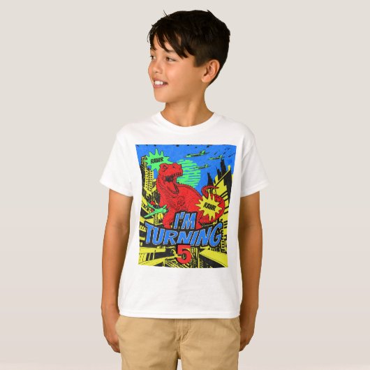 Dinosaurier Comic Book Boy Birthday T-Shirt (Vorne ganz)