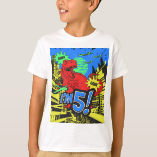 Dinosaurier Comic Buch Ich bin 5 Geburtstagsjunge T-Shirt