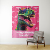Dinosaurier Cool T Rex Rosa Hintergrund Wandteppich (Beispiel)