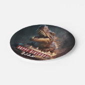 Dinosaurier-Creme-Kuchen - Geburtstag Pappteller (Schrägansicht)