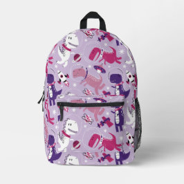 Dinosaurier, Cute Dinosaurier, Sterne, Raumschiff Bedruckter Rucksack