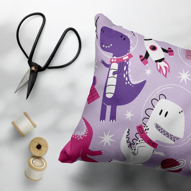 Dinosaurier, Cute Dinosaurier, Sterne, Raumschiff Dekokissen (Von Creator hochgeladen)