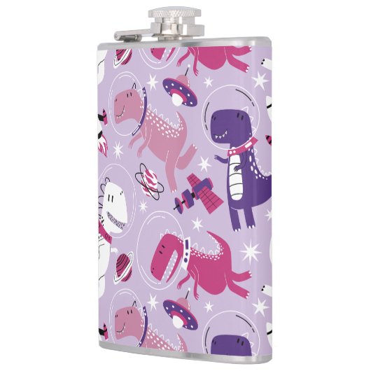 Dinosaurier, Cute Dinosaurier, Sterne, Raumschiff Flachmann (Links)