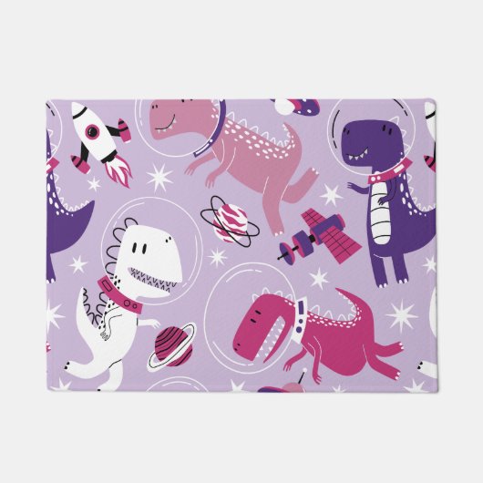 Dinosaurier, Cute Dinosaurier, Sterne, Raumschiff Fußmatte (Vorderseite)