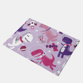 Dinosaurier, Cute Dinosaurier, Sterne, Raumschiff Fußmatte (Schrägansicht)