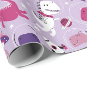 Dinosaurier, Cute Dinosaurier, Sterne, Raumschiff Geschenkpapier (Rolleneckpunkt)