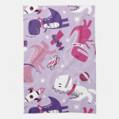 Dinosaurier, Cute Dinosaurier, Sterne, Raumschiff Geschirrtuch (Vertikal)