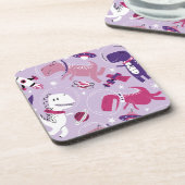 Dinosaurier, Cute Dinosaurier, Sterne, Raumschiff Getränkeuntersetzer (Linke Seite)