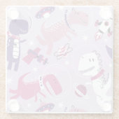 Dinosaurier, Cute Dinosaurier, Sterne, Raumschiff Glasuntersetzer (Rückseite)