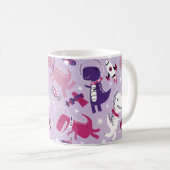 Dinosaurier, Cute Dinosaurier, Sterne, Raumschiff Kaffeetasse (VorderseiteRechts)