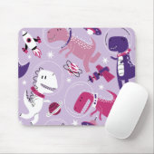 Dinosaurier, Cute Dinosaurier, Sterne, Raumschiff Mousepad (Mit Mouse)