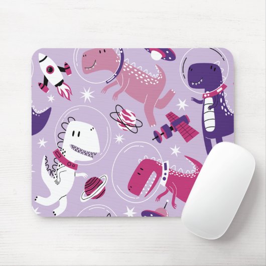 Dinosaurier, Cute Dinosaurier, Sterne, Raumschiff Mousepad (Mit Mouse)