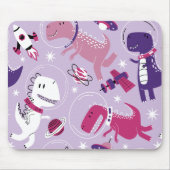 Dinosaurier, Cute Dinosaurier, Sterne, Raumschiff Mousepad (Vorne)