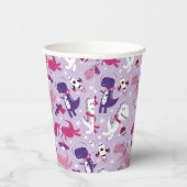 Dinosaurier, Cute Dinosaurier, Sterne, Raumschiff Pappbecher (Rechts)