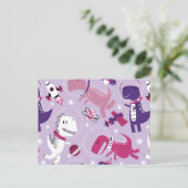 Dinosaurier, Cute Dinosaurier, Sterne, Raumschiff Postkarte (Stehend Vorderseite)