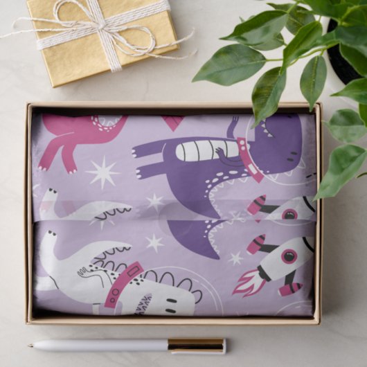 Dinosaurier, Cute Dinosaurier, Sterne, Raumschiff Seidenpapier (Geschenk)